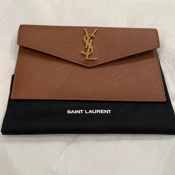 Saint Laurent Uptown Clutch Color Brick sold out color!!!! Worn 1x sold out!!!! - Picture 6 of 8